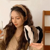 Simple Wide Side Edge Fabric Hair Band Women Fashion Korean Retro Braided Headband Solid Knot Hoop Girls Hair Accessories