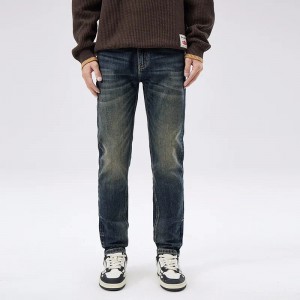 Autumn and winter new plankton Shuai burst high street jeans men's fashion brand fit slim straight leg long pants