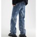 Autumn/winter menswear fashion street style loose wash printed wide leg denim casual pants