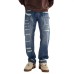 Men's loose straight tube casual wash worn jeans fashion brand high street old autumn and winter new pants